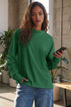 Mock Neck Solid Long Sleeve Tops - Fisoew