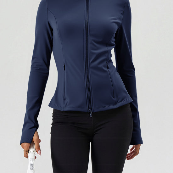 Lightweight Zip Up Stand Collar Jacket - Fisoew