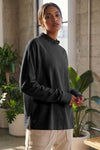 Mock Neck Solid Long Sleeve Tops - Fisoew