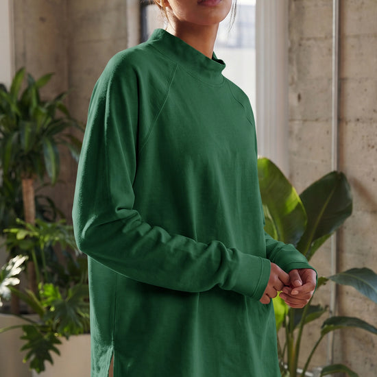 Mock Neck Solid Long Sleeve Tops - Fisoew