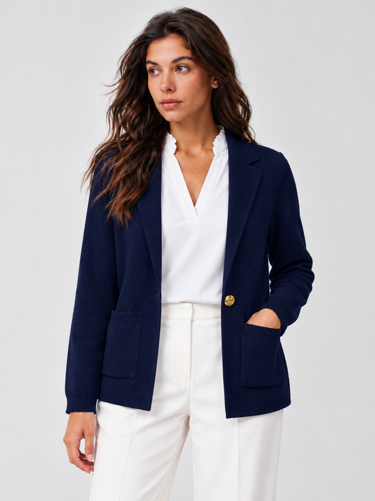 Open Front Long Sleeve Knit Blazers