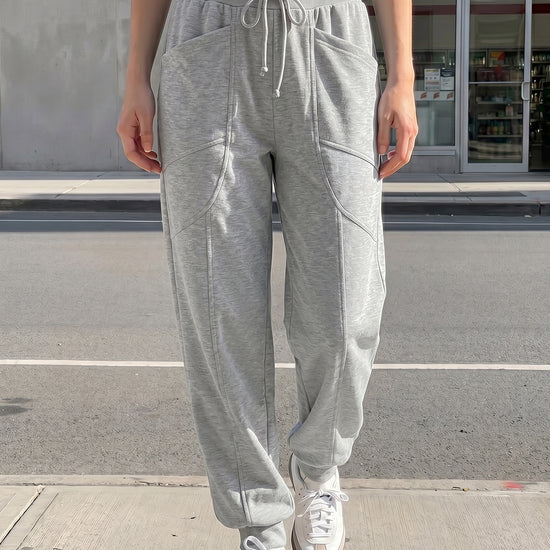 Drawstring Waist Elastic Cuff Joggers - Fisoew