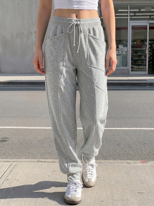 Drawstring Waist Elastic Cuff Joggers - Fisoew