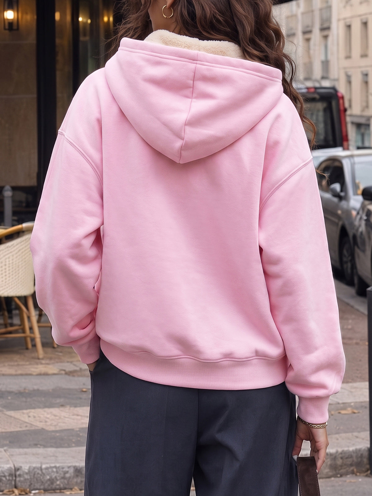 Hoodies Half Zip Fuzzy Fleece Sweatshirts - Fisoew