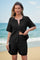 Womens Black Crochet 2Pcs Beach Cover Up Set  Fisoew - Fisoew