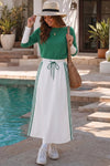 Long Sleeve Striped Drawstring Maxi Dresses