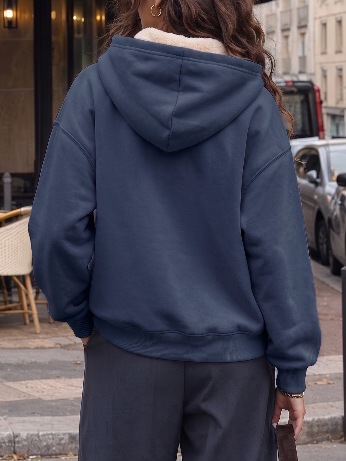 Hoodies Half Zip Fuzzy Fleece Sweatshirts - Fisoew