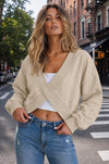 V Neck Long Sleeve Wrap Sweatshirt