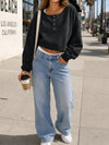 Long Sleeve Oversized Cropped Sweatshirts - Fisoew