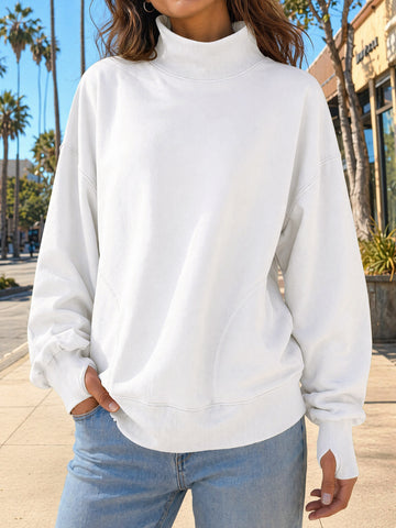 Long Sleeve Mock Neck Oversized Sweatshirts