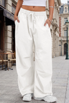 Solid Wide Leg Cargo Pants