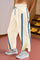 Women's Beige Drawstring Elastic Contrast Color Pants Fisoew - Fisoew