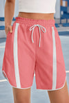 Fisoew Women's Coral Baggy Cargo Workout Running Athletic Yoga Shorts - Fisoew