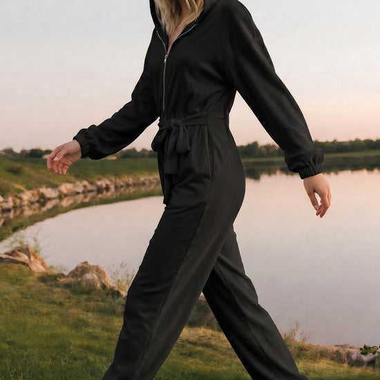 Zip Up Hoodie With Jogger One Piece Jumpsuits - Fisoew