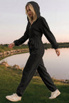 Zip Up Hoodie With Jogger One Piece Jumpsuits - Fisoew