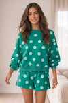 Polka Dot Sweatshirts With Short Sets