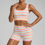 Ranbow Tank Top With Shorts Set - Fisoew