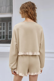 Women's Khaki Color Block 2 Piece Lounge Sets Fisoew - Fisoew