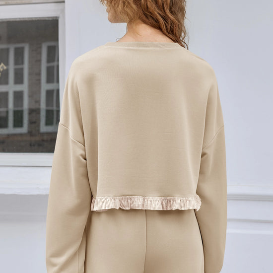 Women's Khaki Color Block 2 Piece Lounge Sets Fisoew - Fisoew