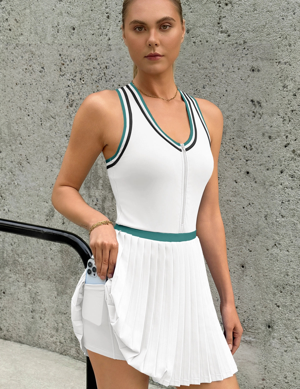 Fisoew Women's White Tennis Mini Dress - Fisoew