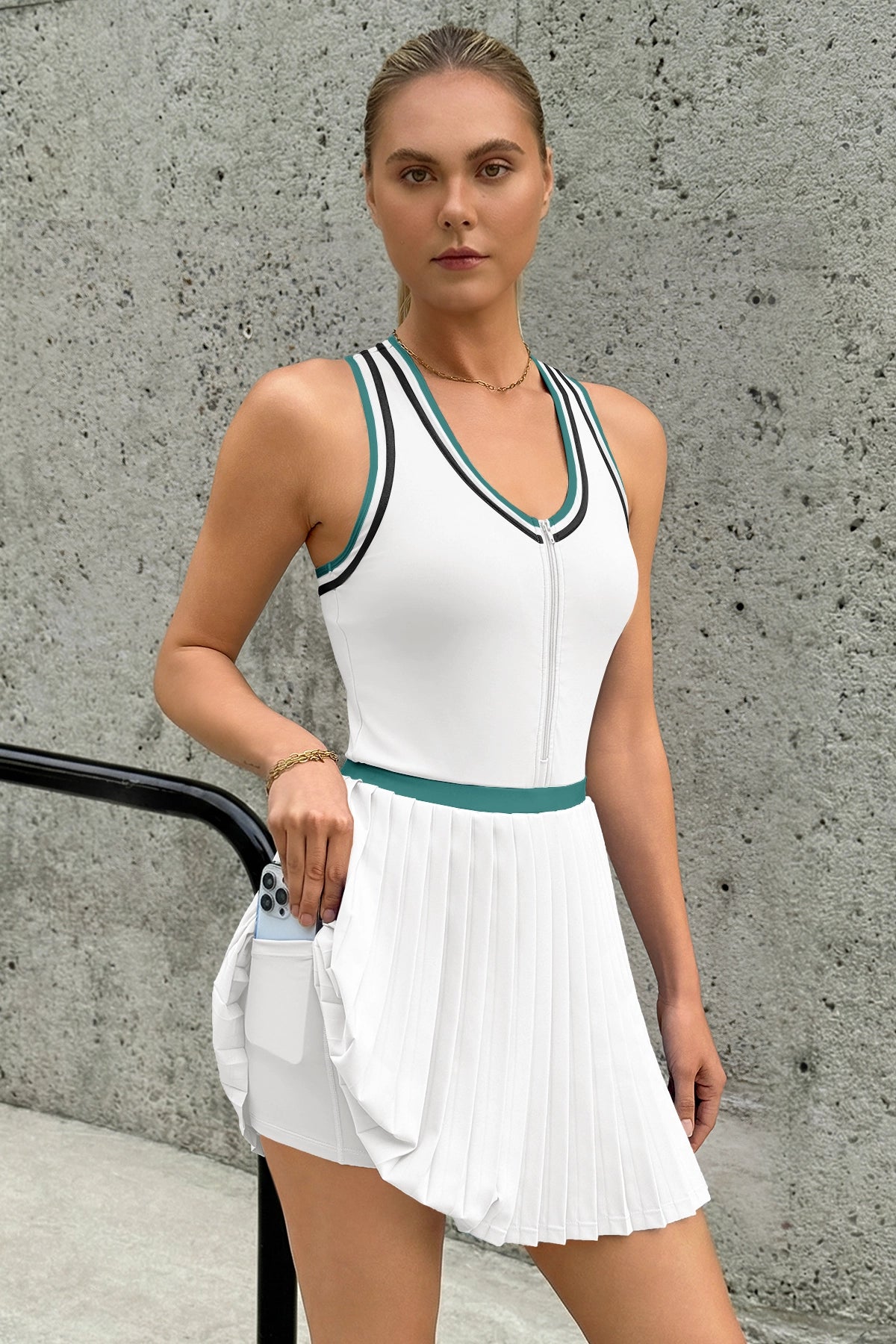 Fisoew Women's White Tennis Mini Dress