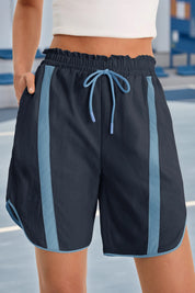 Fisoew Women's Navy Baggy Cargo Workout Running Athletic Yoga Shorts - Fisoew