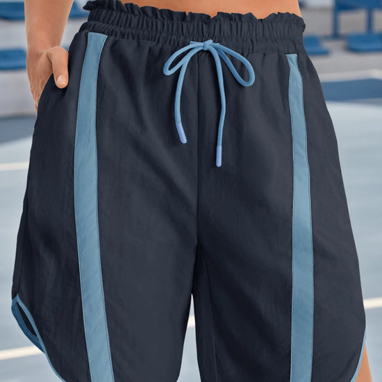 Fisoew Women's Navy Baggy Cargo Workout Running Athletic Yoga Shorts - Fisoew