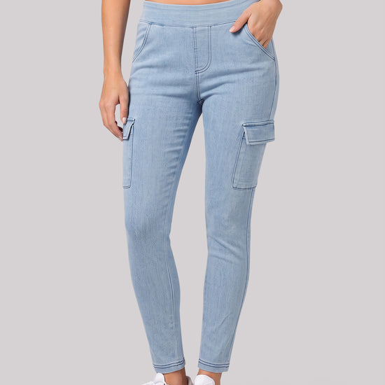 High Waisted Skinny Cargo Jeans - Fisoew