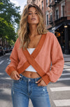 Reversible Wrap Long Sleeve Sweatshirt - Fisoew