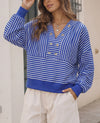 V Neck Striped Cropped Hoodies