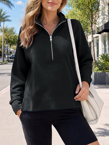 Half Zip Oversized Long Sleeve Sweatshirts
