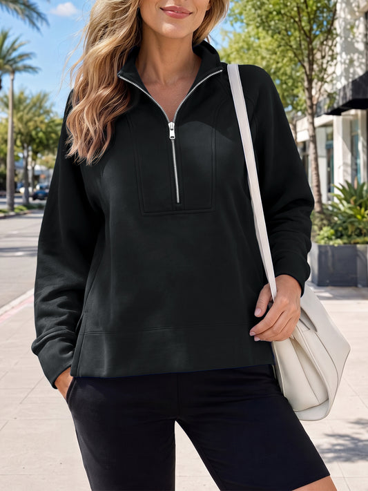 Half Zip Oversized Long Sleeve Sweatshirts