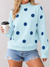 Mock Neck Long Sleeve Polka Dot Sweatshirts - Fisoew