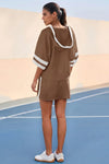 Women's Brown Sporty Knit 2-Piece Outfit Fisoew - Fisoew