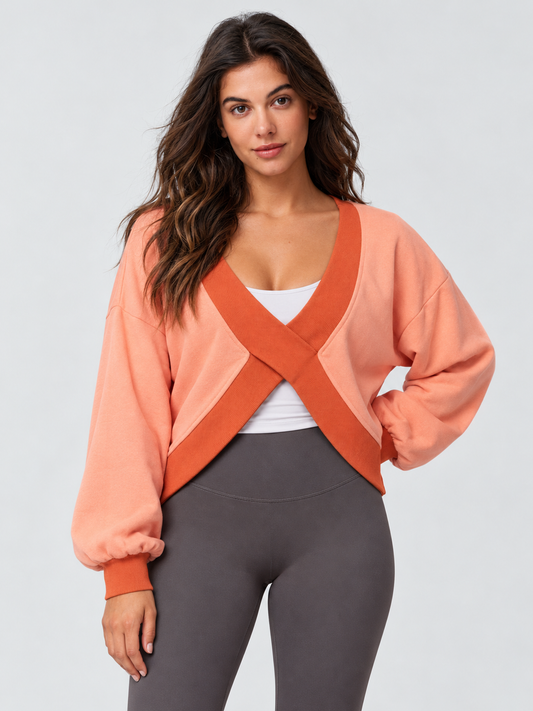 Reversible Wrap Long Sleeve Sweatshirt