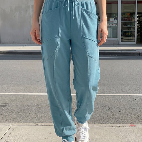 Drawstring Waist Elastic Cuff Joggers - Fisoew
