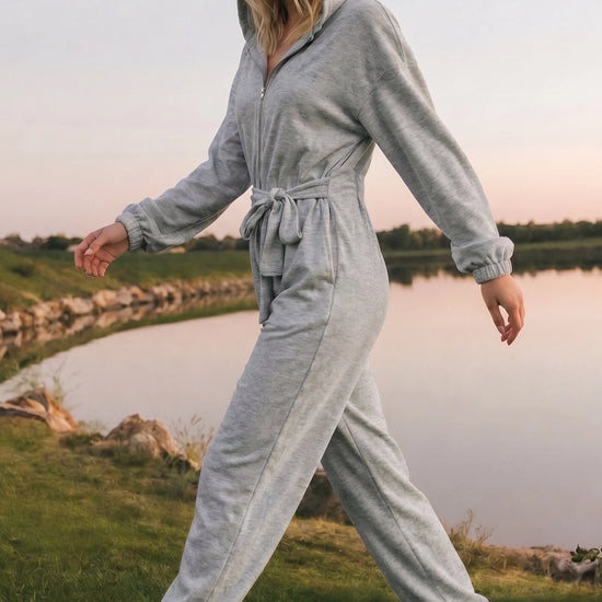 Zip Up Hoodie With Jogger One Piece Jumpsuits - Fisoew