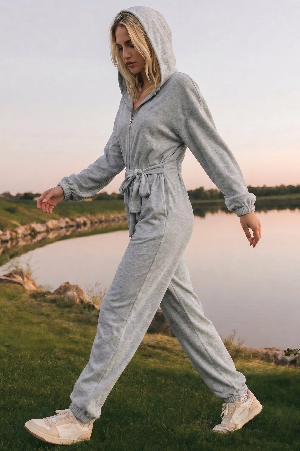 Zip Up Hoodie With Jogger One Piece Jumpsuits - Fisoew
