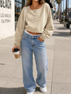 Long Sleeve Oversized Cropped Sweatshirts - Fisoew