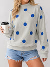 Mock Neck Long Sleeve Polka Dot Sweatshirts - Fisoew