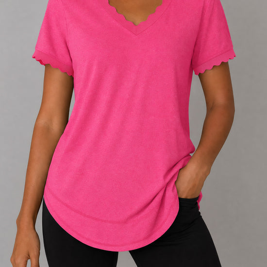 Crew Hem Solid Short Sleeve T-Shirts - Fisoew