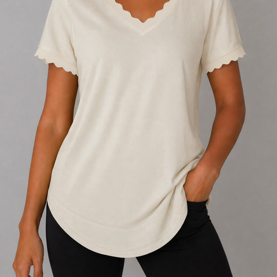 Crew Hem Solid Short Sleeve T-Shirts - Fisoew