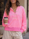 V Neck Striped Cropped Hoodies