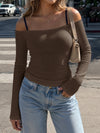 Off Shoulder Long Sleeve Crop Tops