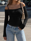 Off Shoulder Long Sleeve Crop Tops