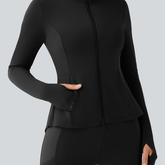 Lightweight Zip Up Stand Collar Jacket - Fisoew