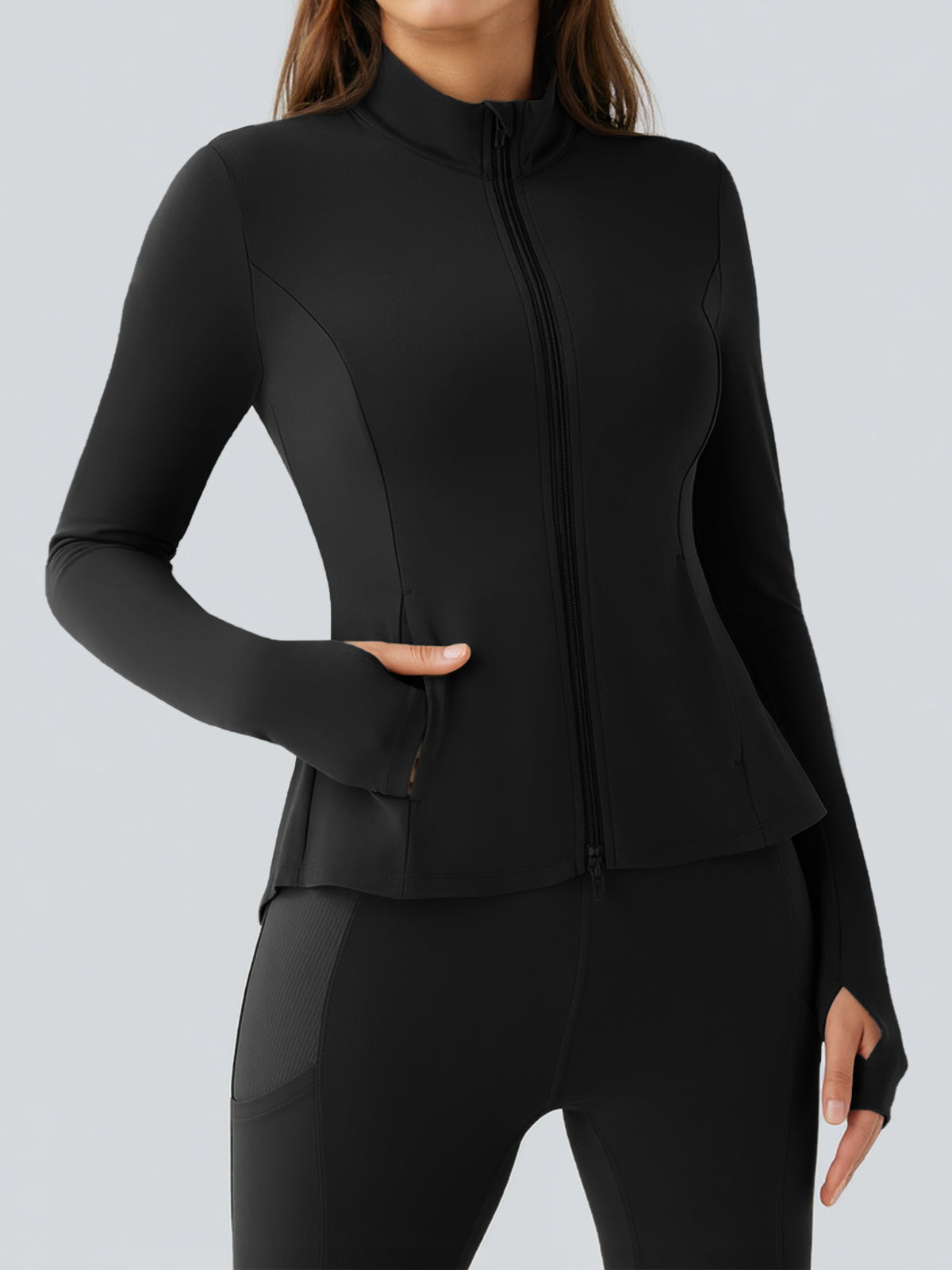 Lightweight Zip Up Stand Collar Jacket - Fisoew