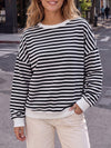 Round Neck Striped Long Sleeve Sweatshirts