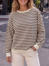 Round Neck Striped Long Sleeve Sweatshirts