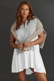 Fisoew Women's Grey Oversized Patchwork Mini Dress - Fisoew